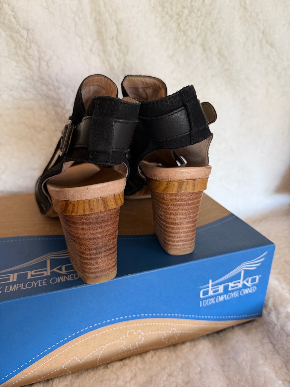 Dansko Black Leather Clog Mules with Buckle Strap - Picture 5 of 5